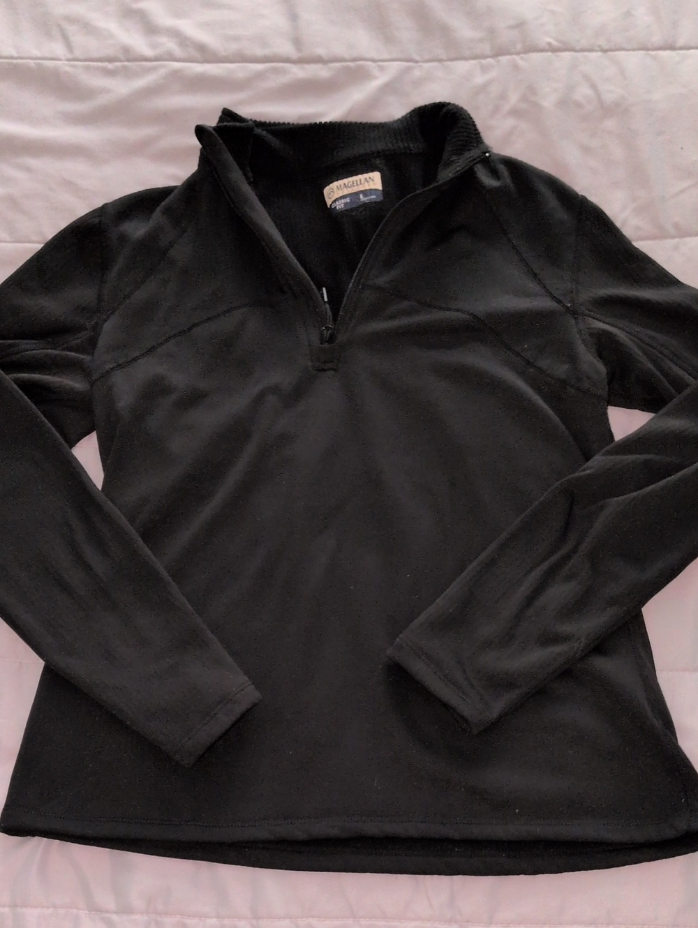 Magellan Outdoors Black Ribbed Quarter-Zip Pullover Women's Large